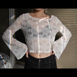UO Cropped Lace Blouse